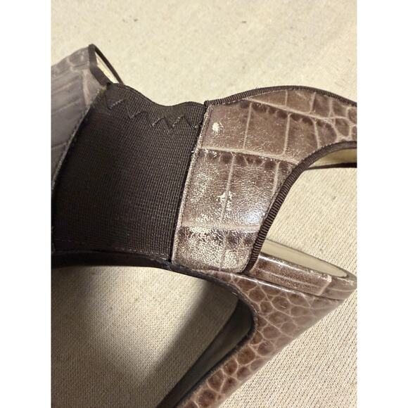 MOSCHINO Shoes Womens Size 40 Brown Croc Embossed Slingback Heels Made In Italy - Picture 9 of 11